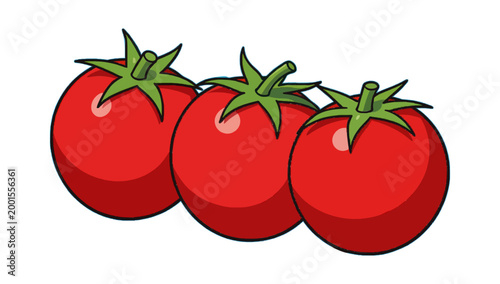 Three Cartoon Tomatoes Isolated Vector Illustration Icon Set