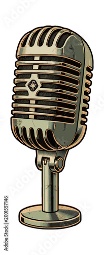 Vintage Microphone Sound Recording Equipment Icon Design