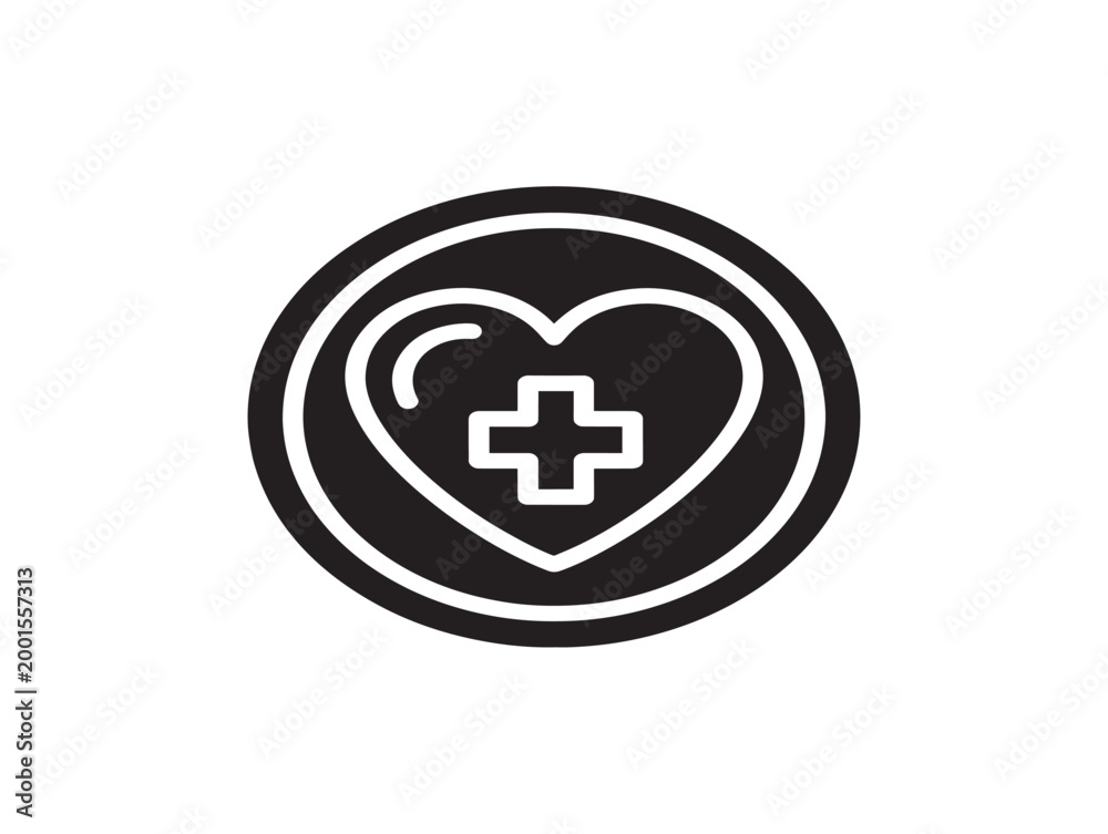 Obraz premium heart with medical cross symbol flat design vector illustration