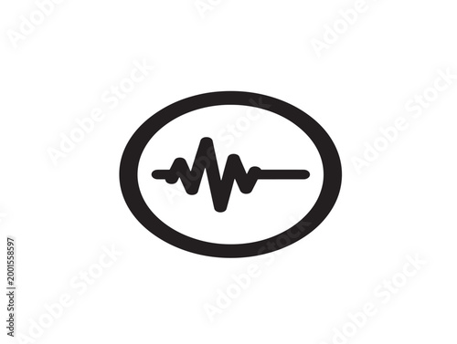 Minimalist sound wave icon inside a circle, clean vector illustration