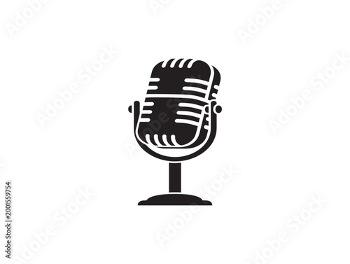 vintage microphone icon flat design vector illustration