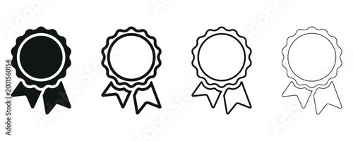 Award rosette badge icon set featuring different styles for quality guarantee and achievement symbols