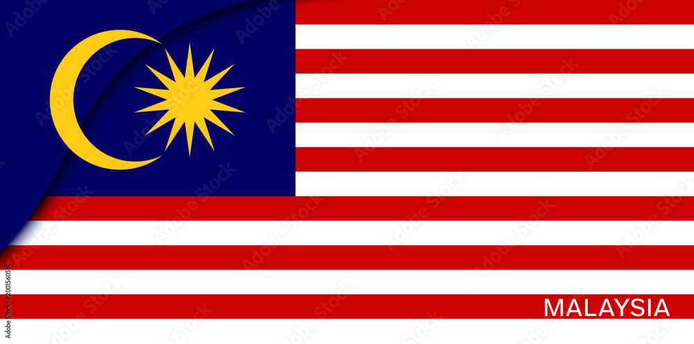 Fototapeta premium Paper cut flag of Malaysia 31 august independence day national holiday vector papercut banner. Vector 3d layered Malaysian pennant with crescent and star over red white stripes, evoking national pride