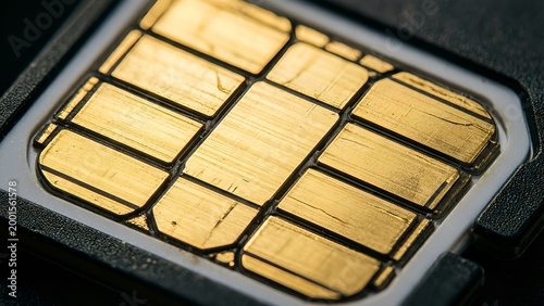 SIM Card MicroSD Gold Contact Pins Extreme Macro — Mobile Memory Technology Component Background