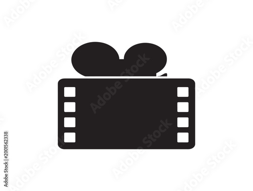 vintage film camera icon with heart shape reels vector illustration