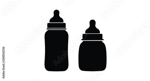 baby bottles silhouette on white background high quality professional detailed