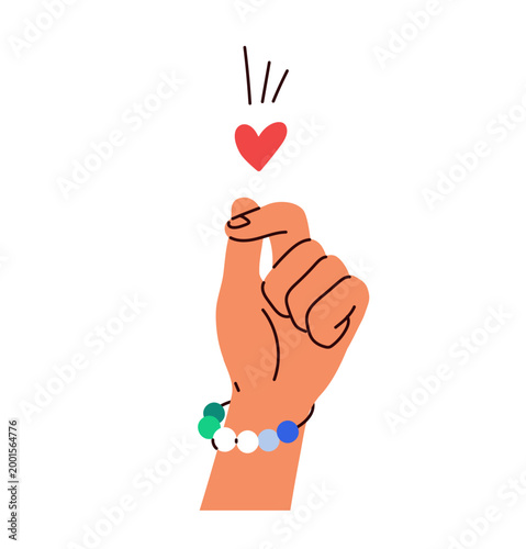 Hand making finger heart gesture with valentine symbol. Homosexual gay male l...