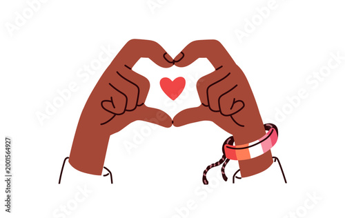 Hands making heart shape gesture with fingers, girl love symbol. Homosexual lesbian support. LGBT concept. LGBTQ and homosexuality pride. Flat vector illustration isolated on white background