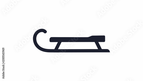 Sled icon, winter sports symbol, black silhouette, vector graphic