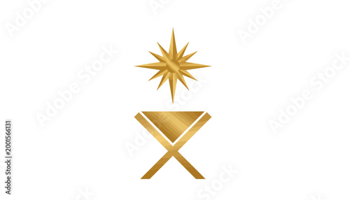 Golden Star, Triangle, Cross Icon, Luxury Symbol, Vector Graphic
