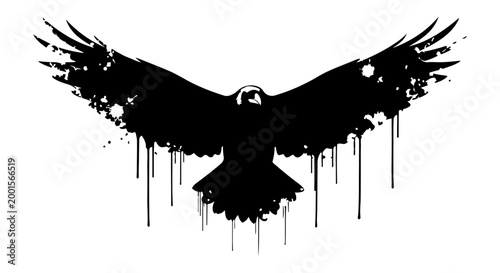 A Black Dripping Eagle Silhouette - A Majestic Bird of Prey in Flight