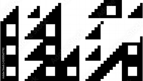 Abstract geometric pattern with black and white triangular shapes and rectangles minimalist modern design