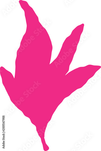 Pink leaf silhouette on white background simple botanical illustration
