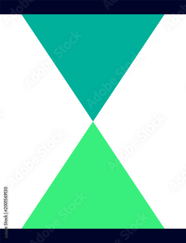 Stylized teal and green hourglass icon representing time management concepts for business productivity on white background.