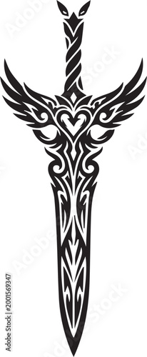 Adobe Illustrator Artwork. Symmetrical tribal ornament tattoo design vector.