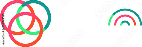 Vibrant interlocking rings and concentric arches symbolize modern business identity and futuristic corporate core illustration