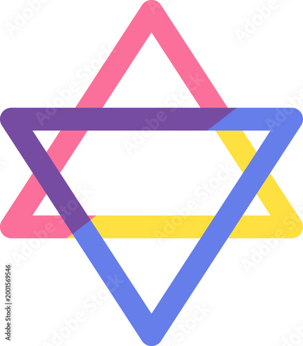 Modern colorful gradient interlocking triangles forming a hexagonal star shape symbol for branding digital illustration