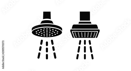 shower heads with water streams silhouette high quality professional detailed