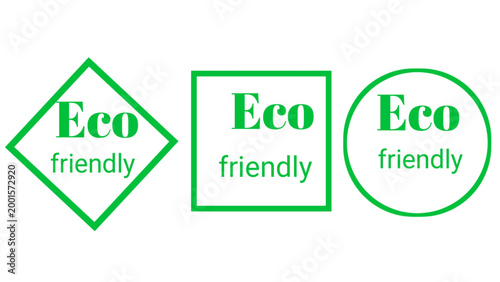 Eco friendly labels in green color isolated on white background for sustainable products
