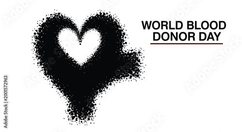 Abstract spray paint heart shape vector graphic illustration for world blood donor day awareness campaign