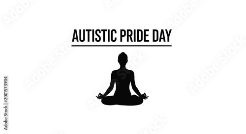 Silhouette of a person meditating in lotus position for celebrating the annual autistic pride day event