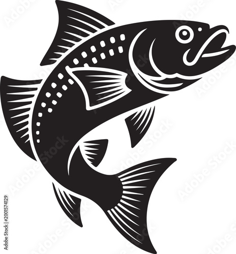 Foto Freshwater Fish Icon Black Wildlife Silhouette Design