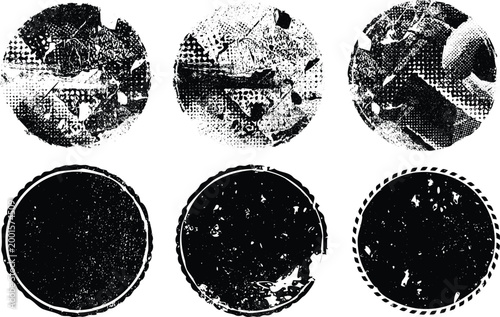 Grunge post Stamps Collection, Circles. Banners, Insignias , Logos, Icons, Labels and Badges Set . vector distress textures.blank shapes.
