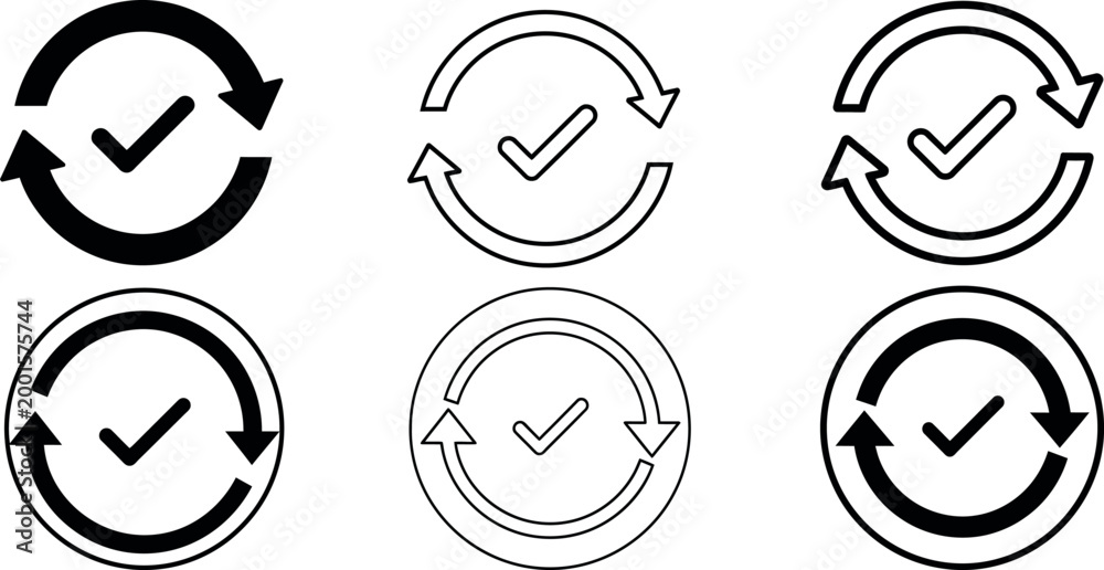 Φωτογραφία Set of circular arrows with checkmarks, indicating completion or process, x ray