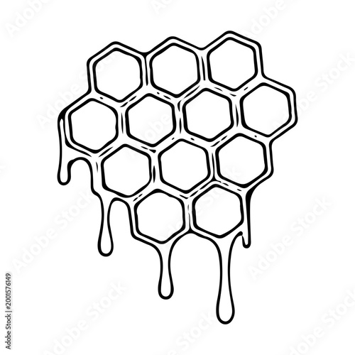 Hand Drawn Dripping Honeycomb Illustration Sketch