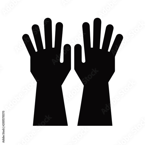 Black protective gloves silhouette vector, industrial safety rubber gloves icon, pair of heavy duty work gloves for cleaning and chemical protection