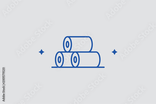 Hay bales line icon for identifying livestock fodder and traditional harvest storage. Classic vector illustration for animal feed supply websites and rural autumn festival flyers.