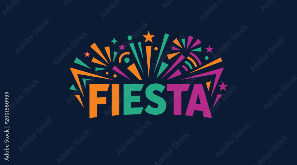 Fototapeta premium Fiesta Celebration Graphic with Colorful Fireworks and Confetti.