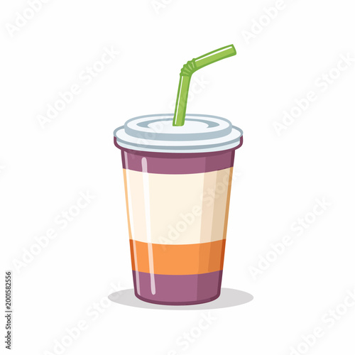 Cartoon illustration of a disposable cup with a straw