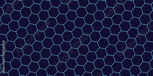 Hexagonal Abstract Technology Background. Hexagons Pattern for Hi-Tech Communication Design. Hi-tech Cyber Hexagon Sci-Fi Game Banner Grid. Vector Illustration