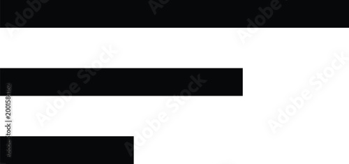 Fotografía Three black horizontal rectangles of varying lengths on a white background