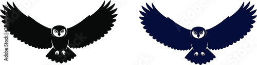 Flying barn owl bird silhouette