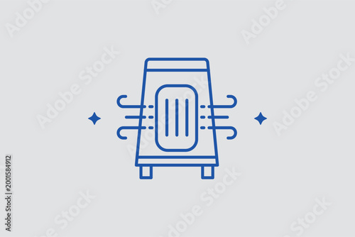 Air ionizer unit line icon for professional air sterilization and odor elimination. Advanced vector illustration for medical facility cleaning protocols and high-tech lab ventilation systems.