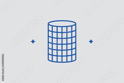 Cylindrical air filter line icon for industrial ventilation systems and replacement parts identification. Technical vector illustration for HVAC maintenance services and engine filtration equipment st