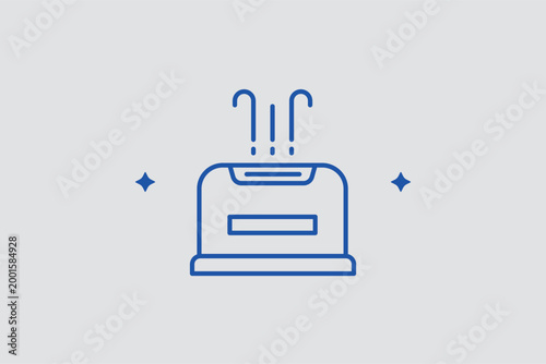 Desktop humidifier line icon for office workspace comfort and dry air relief. Portable vector illustration for electronics retail websites and productivity-focused desk setup guides.