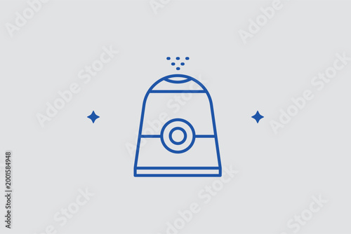 Essential oil diffuser line icon for aromatherapy and creating a relaxing home atmosphere. Minimalist vector illustration for spa salon services and lifestyle blog sections on home wellness.