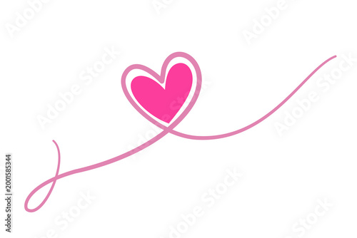 Heart continuous line art drawing. Hand drawn love doodle. Heart line art design. Editable line