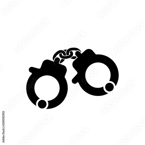 Photos Black Handcuffs Icon Silhouette Isolated on White Background