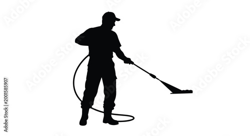cleaner using pressure washer silhouette high quality professional detailed modern
