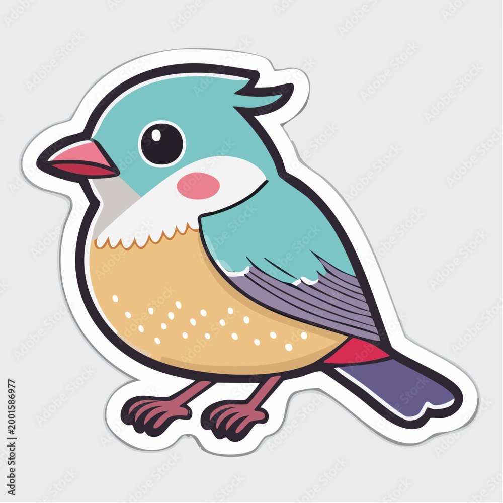 Fototapeta premium Cute Cartoon Bird Illustration