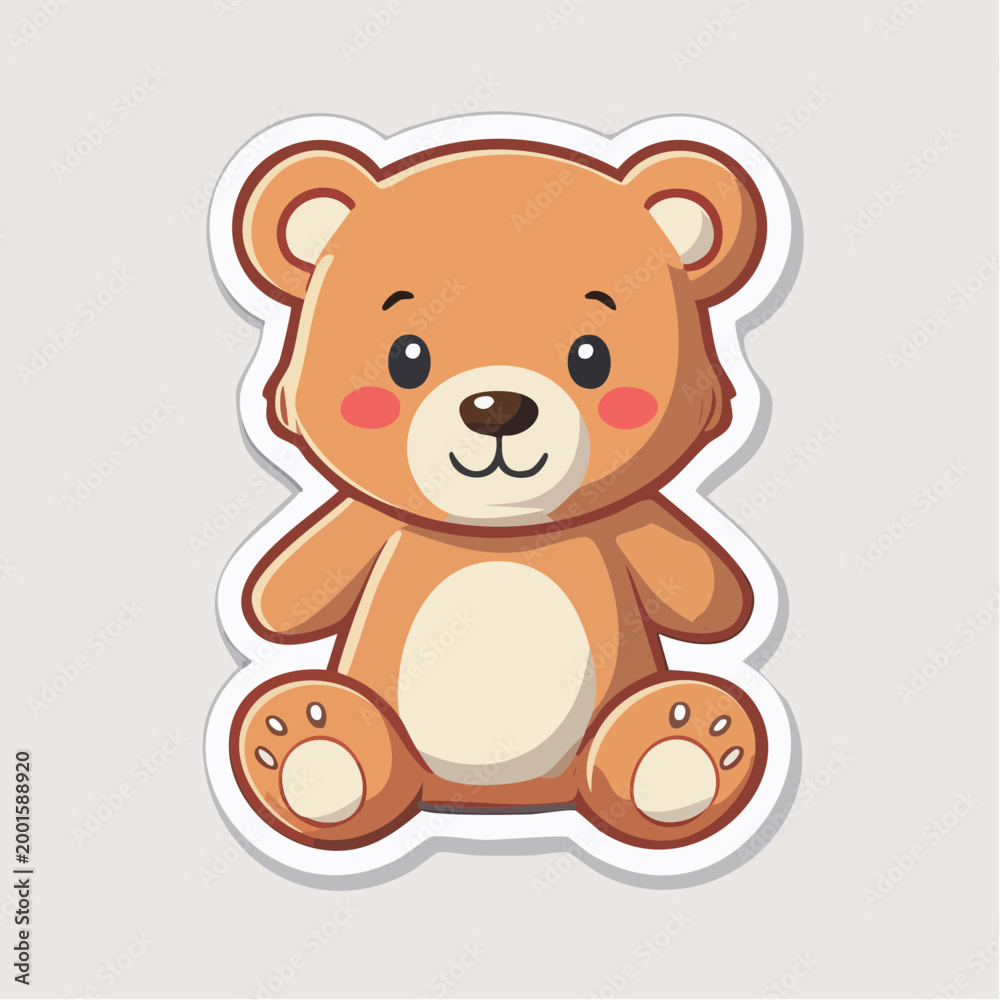 Fototapeta premium Cute cartoon teddy bear sticker