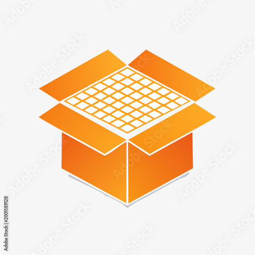 Open Orange Box with Grid Pattern Inside