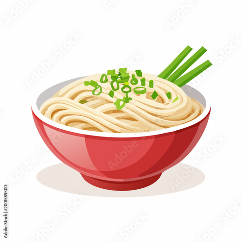Bowl of Noodles with Green Onions