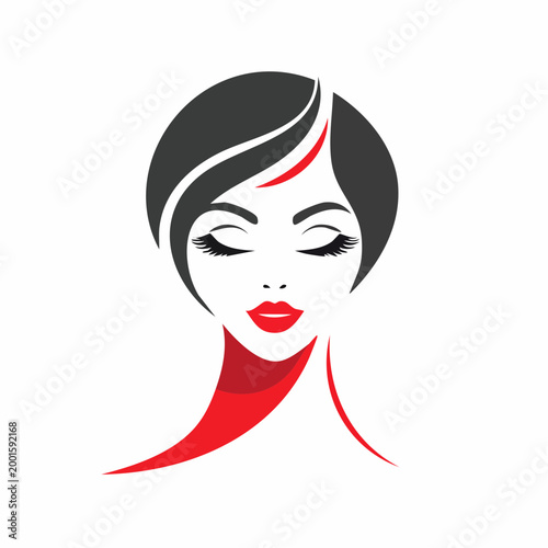 Stylized Woman's Face with Red Accents