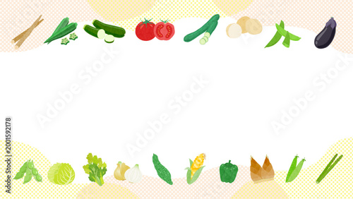 いろいろな野菜のフレームイラスト | フルHDサイズ