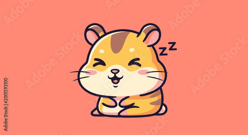 Cute Cartoon Hamster Sleeping Face.